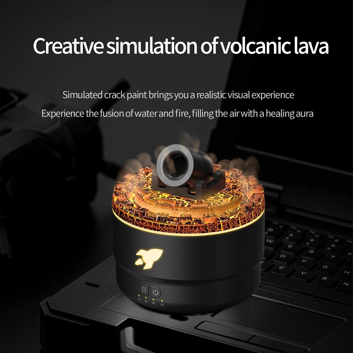 Creative Volcanic Crack Light Artillery Air Humidifier Aromatherapy Diffuser for Home Desktop Ring Spray Electric Aroma Diffuser