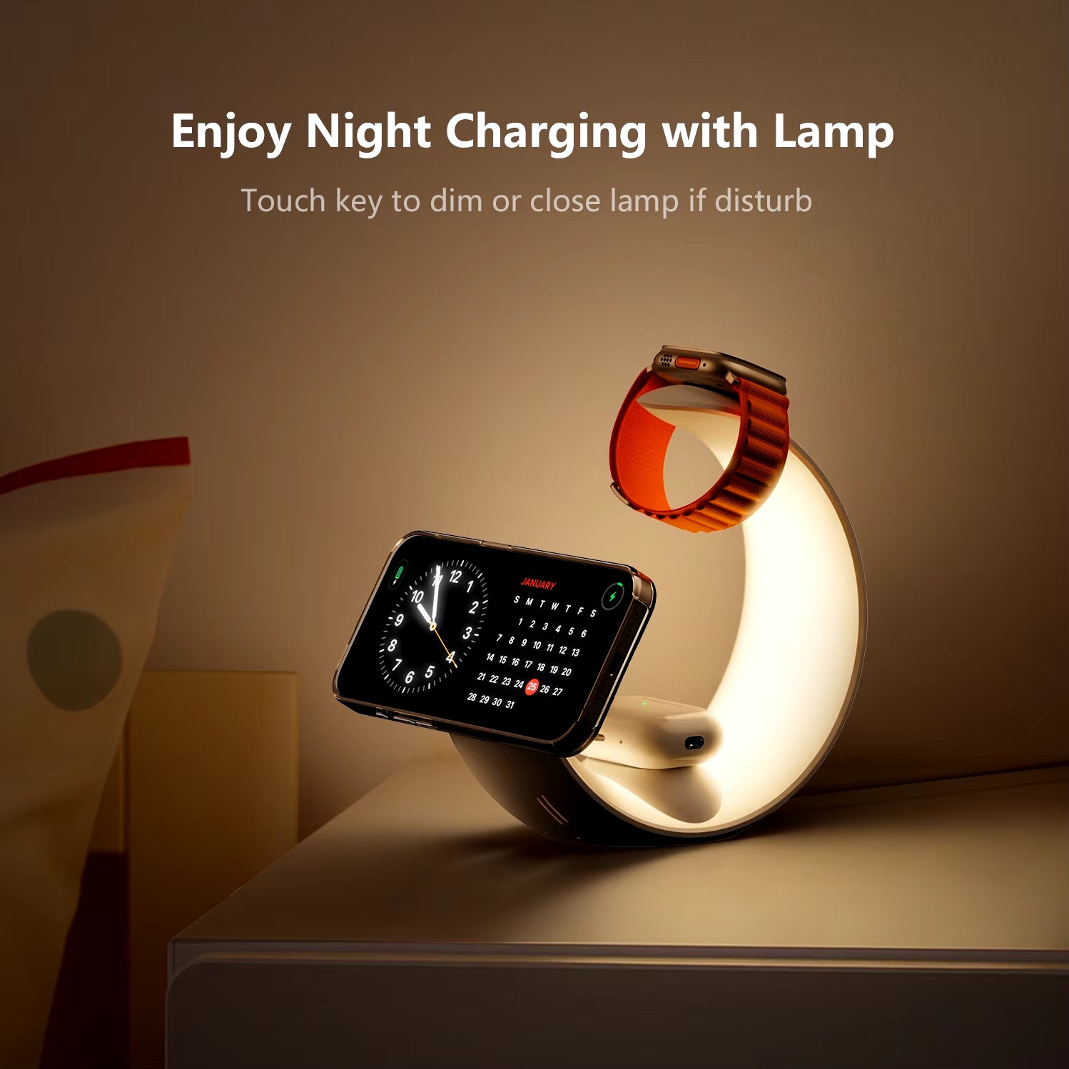 Magsafe Wireless Charger Air Pods Apple Watch Moon Phone Holder Night Light RGB Bedroom Office Home for Iphone Samsung Iwatch