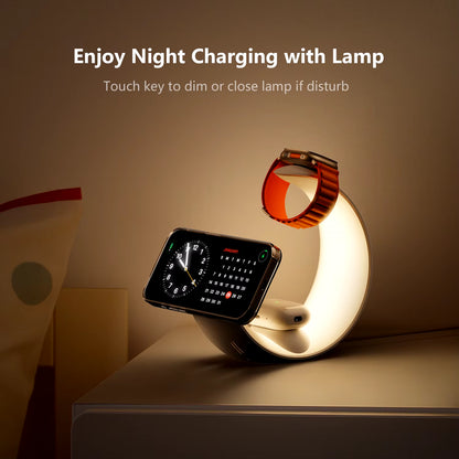 Magsafe Wireless Charger Air Pods Apple Watch Moon Phone Holder Night Light RGB Bedroom Office Home for Iphone Samsung Iwatch