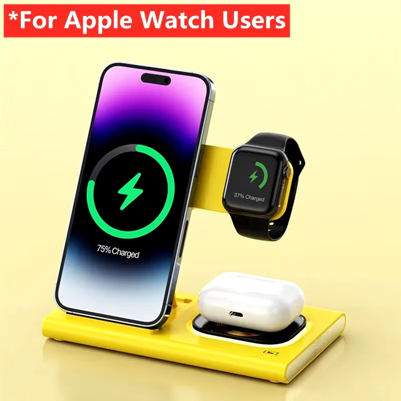 3 in 1 Wireless Charger Stand Pad for Iphone 15 14 13 12 Samsung S23 S22 Galaxy Watch 5 4 Active Buds Fast Charging Dock Station