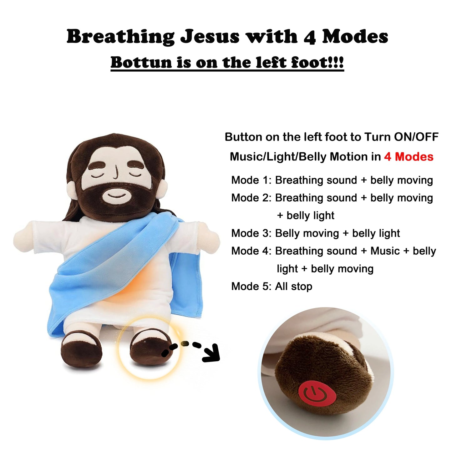 Breathing Jesus Plushie Toy