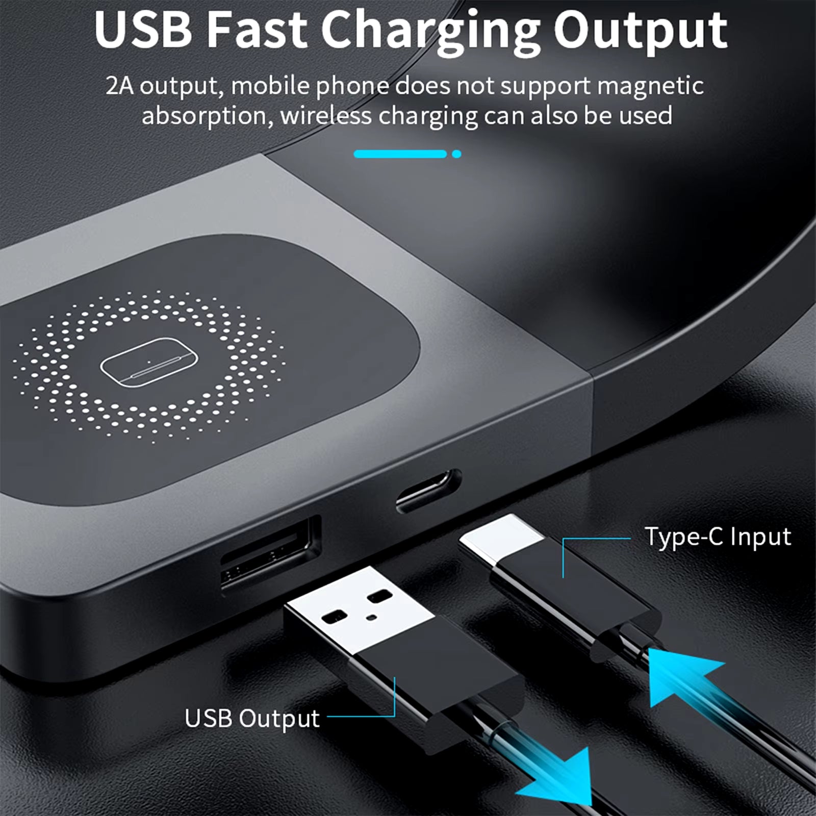 4 in 1 Metal Shell Wireless Charger for Iphone 15 14 13 12 Magnetic Fast Charging Station Stand Dock for Apple Airpods Watch